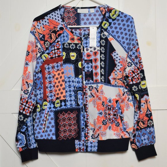 New York & Company lightweight zip bomber jacket coat blue coral size M NWT - Picture 1 of 5